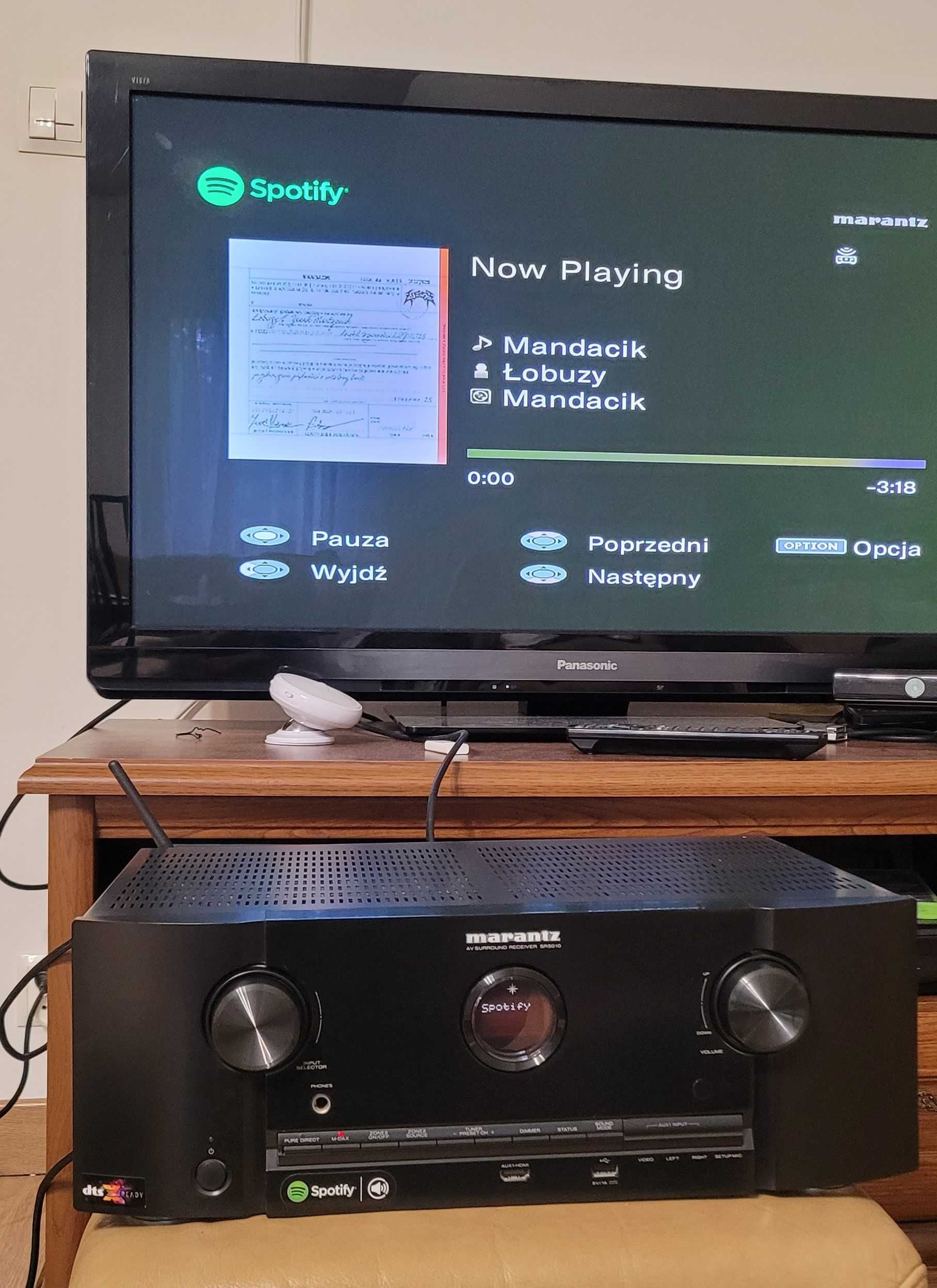 Amplituner 7.2 Marantz SR5010 ATMOS WiFi BT SPOTIFY zestaw fabryczny