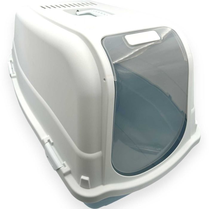 OUTLET Kuweta Kryta Toaleta ROMEO MAXI 68x43x46,5cm Biało-Niebieska