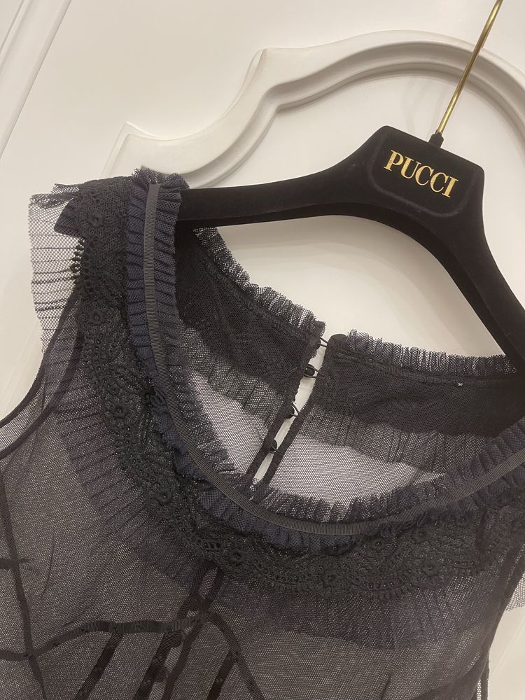 MAX MARA piękna bluzka koronkowo tiulowa z halką