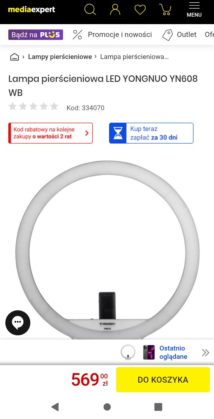 Lampa pierścieniowa LED Yong nuo yn608