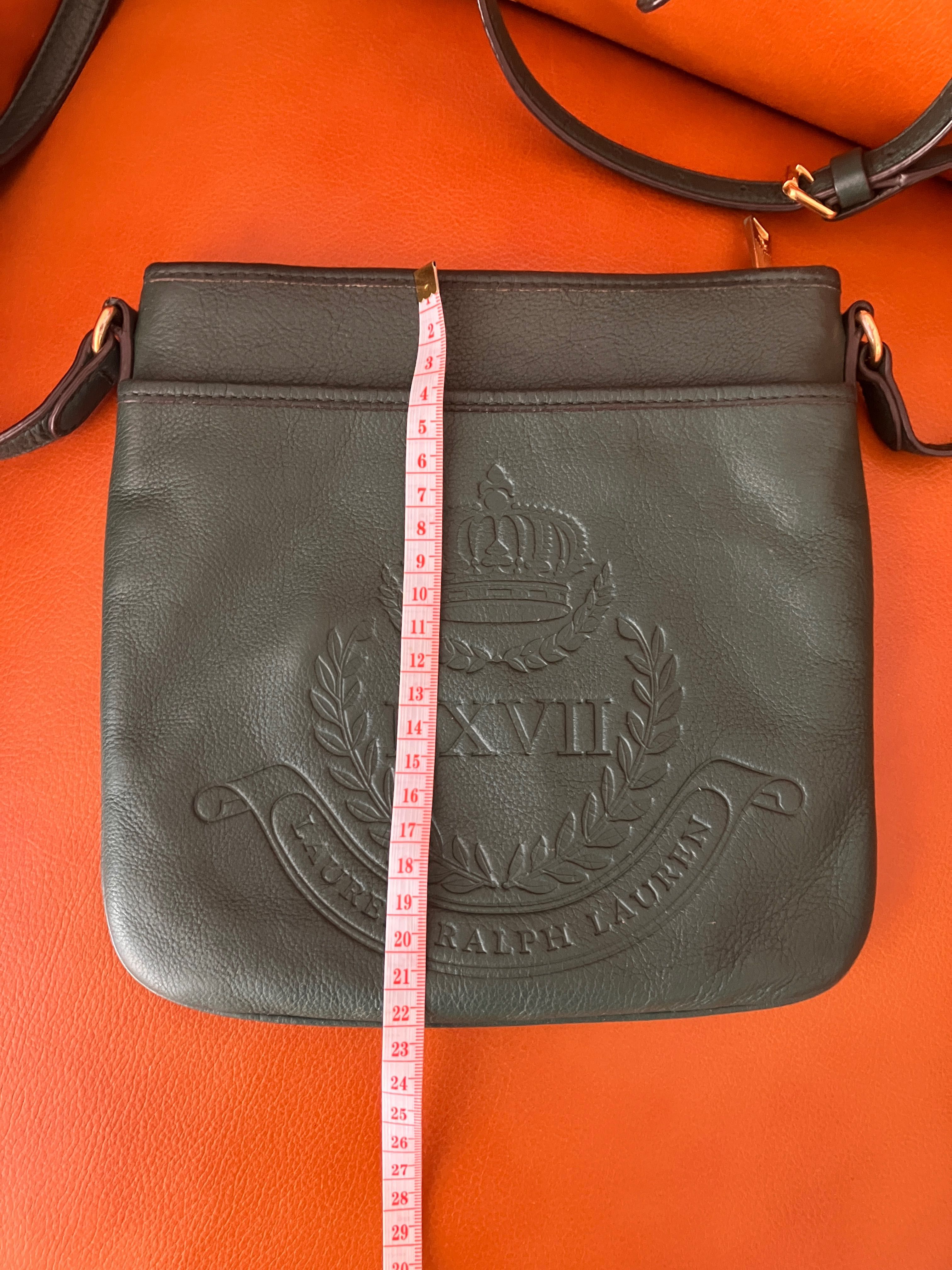 RALPH Lauren listonoszka skóra naturalna ciemna ziele