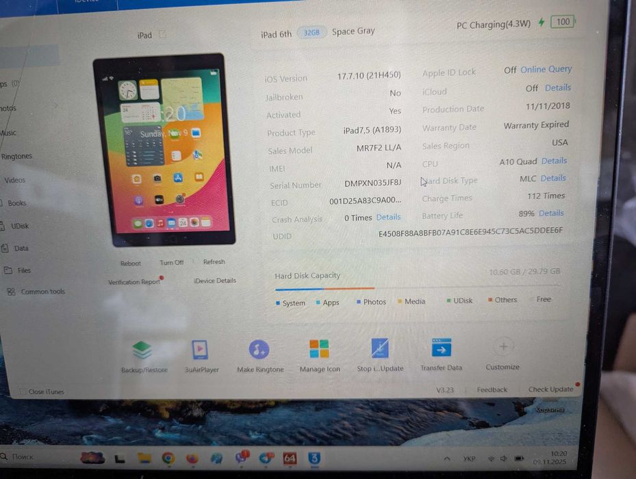 В оригіналі без обмежень Apple iPad 6 th 32 gb wi fi батарея 89%