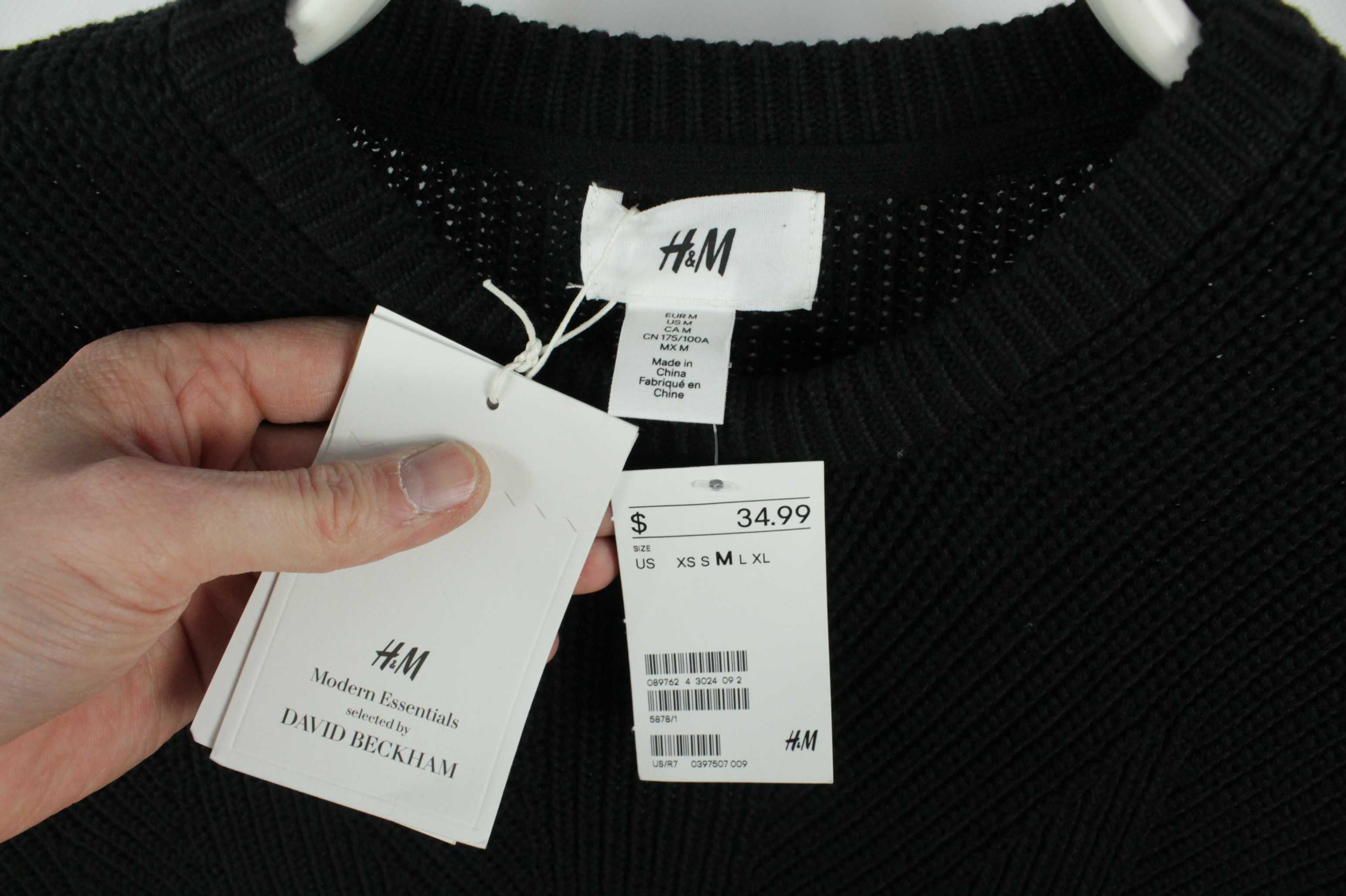 Стильний светр джемпер H&M David Beckham Black Jumper Розмір М