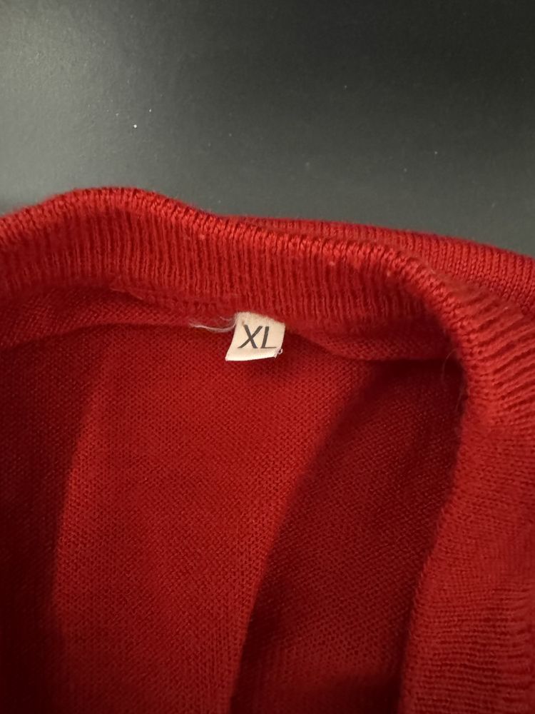 Camisola com gola em V - Vermelho - XL