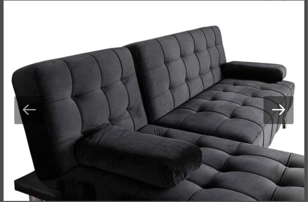 Sofá Chaise Longue AROA-XS veludo preto