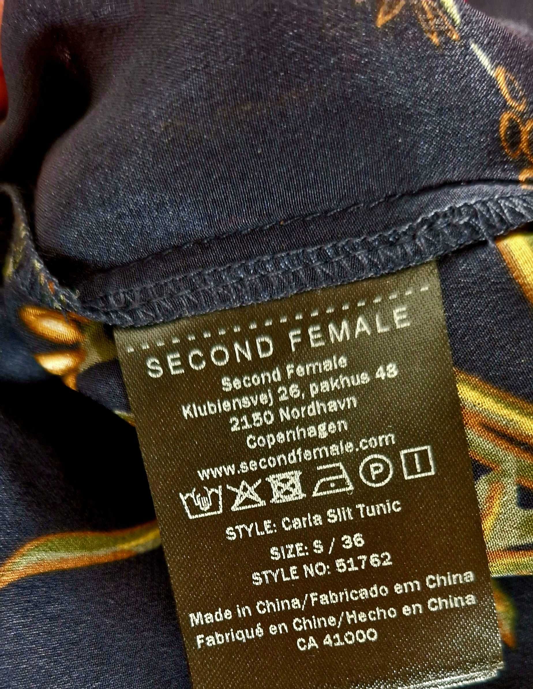 Sukienka midi 100% jedwab jedwabna flower rozcięcie S FEMALE 36 38