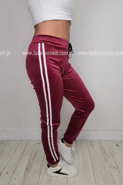 6 KOLORÓW S-XL SPODNIE dresowe WELUROWE dresy damskie TU S/M bordowy