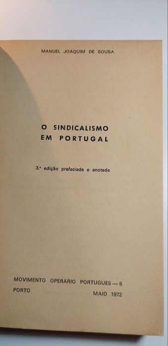 O Sindicalismo em Portugal - Manuel Joaquim de Sousa