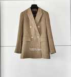 Marynarka Massimo dutti 34 XS brązowa lniana w prążek dwurzędowa