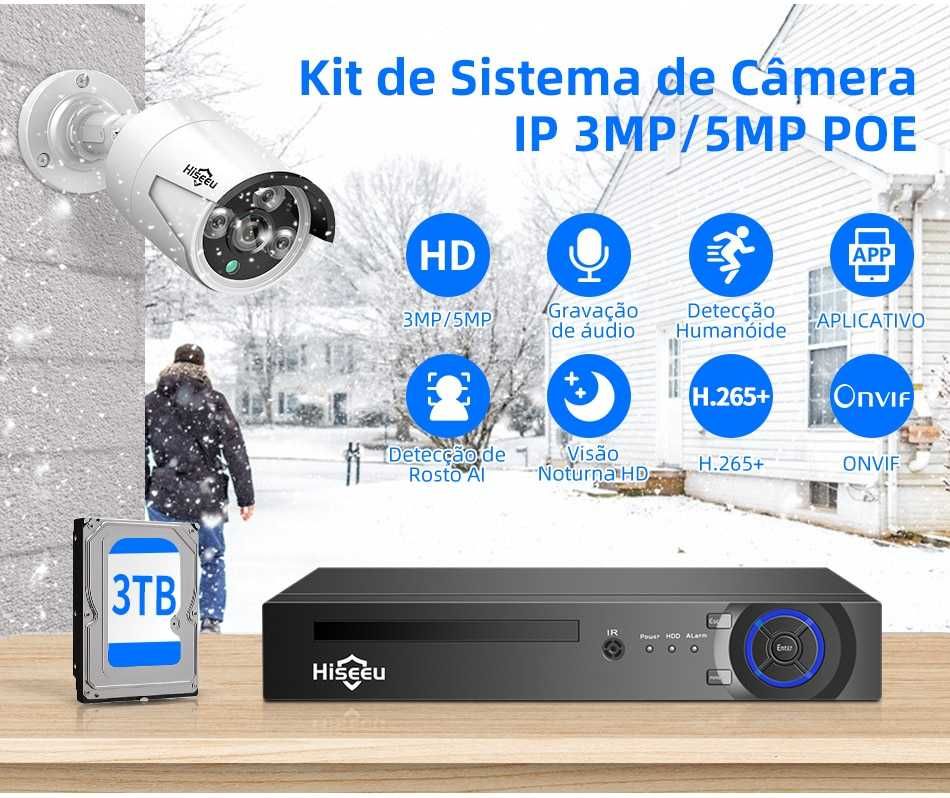 Kit Video Vigilância NVR POE • 4 Câmaras 3MP • Visão Noturna