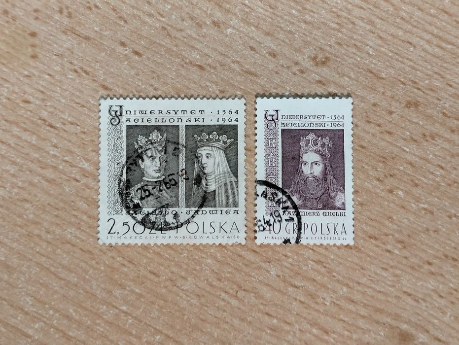Znaczki pocztowe Polska 1964 r., 600-lecie UJ, kasowane