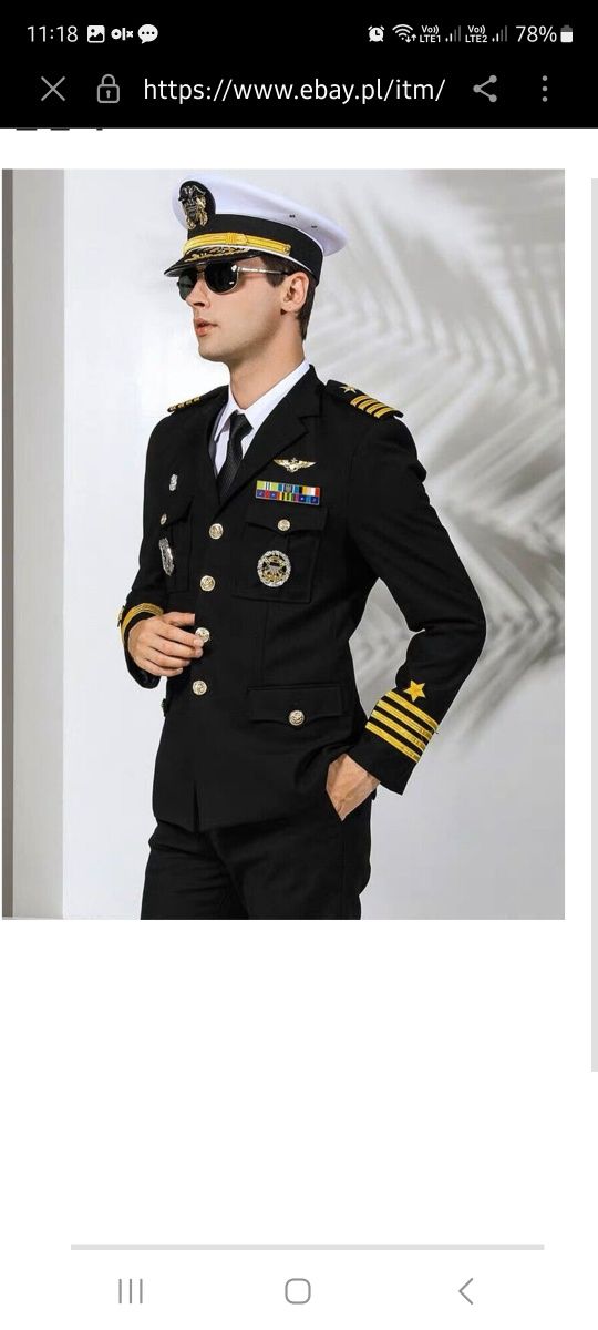 Przebranie kostium garnitur mundur marynarki US Navy black