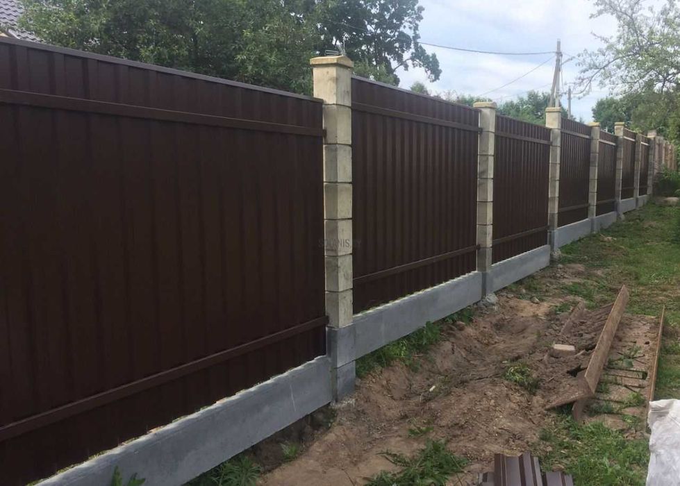 Сборной каркас Профнастил/штахетник..Забор,ограждение+монтаж под ключ.