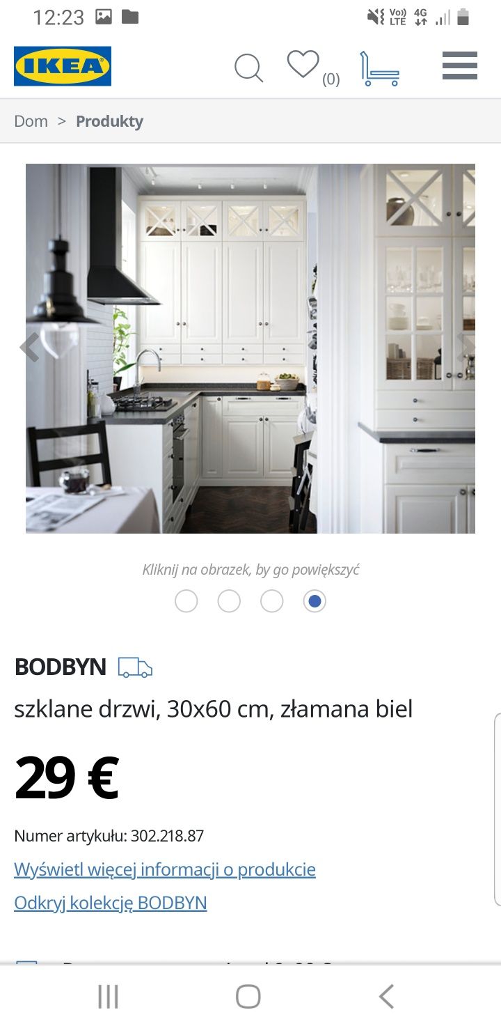 Front Bodbyn IKEA kremowy szkło przeszklony metod 30 x 60 cm nowy
