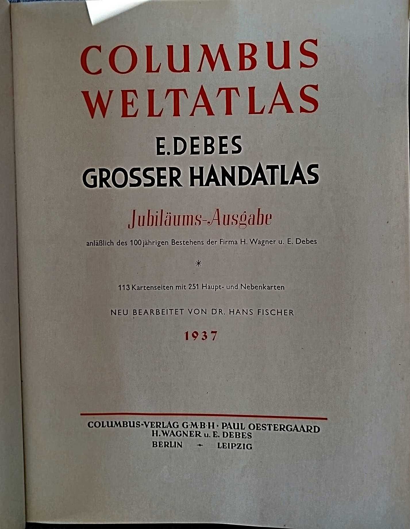 Livros-Columbus Weltatlas - E. Debes grosser Handatlas - 1937