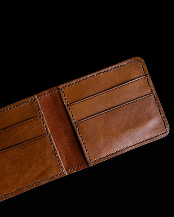 Naturalny brązowy portfel skórzany ręcznie robiony