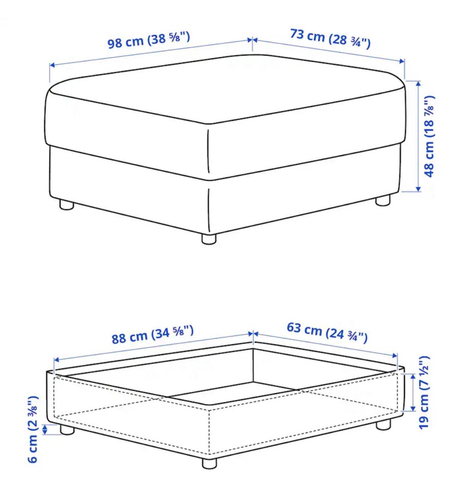 Sofa gronlid ikea 3 lugares branco creme + pufe com arrumação opcional