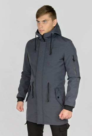 Куртка мужская демисезонная до 5*С удлиненная Softshell Парка весенняя