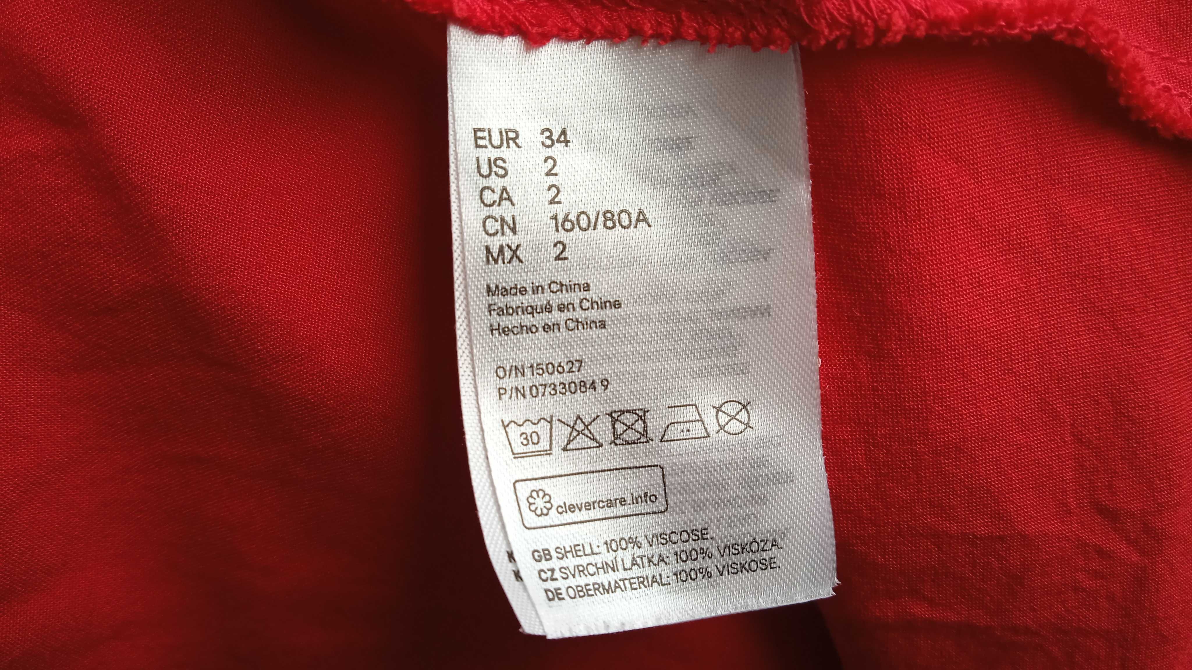 H&M czerwona sukienka koszulowa midi szmizjerka 34 xS zapinana sutanna