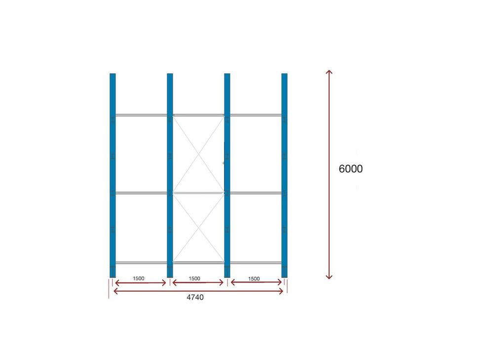 Regały magazynowe wspornikowe na dłużyce H600cm jednostronne zestaw
