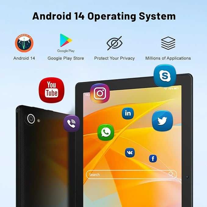 Tablet 10 cali Android 14 Octa-Core 8 GB RAM 64 GB ROM (1 TB TF)