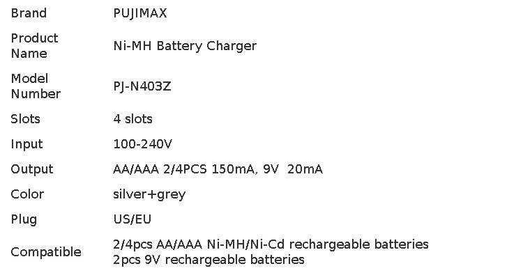 Зарядное устройство ААА, АА батареек, Кроны, зарядний пристрій Pujimax
