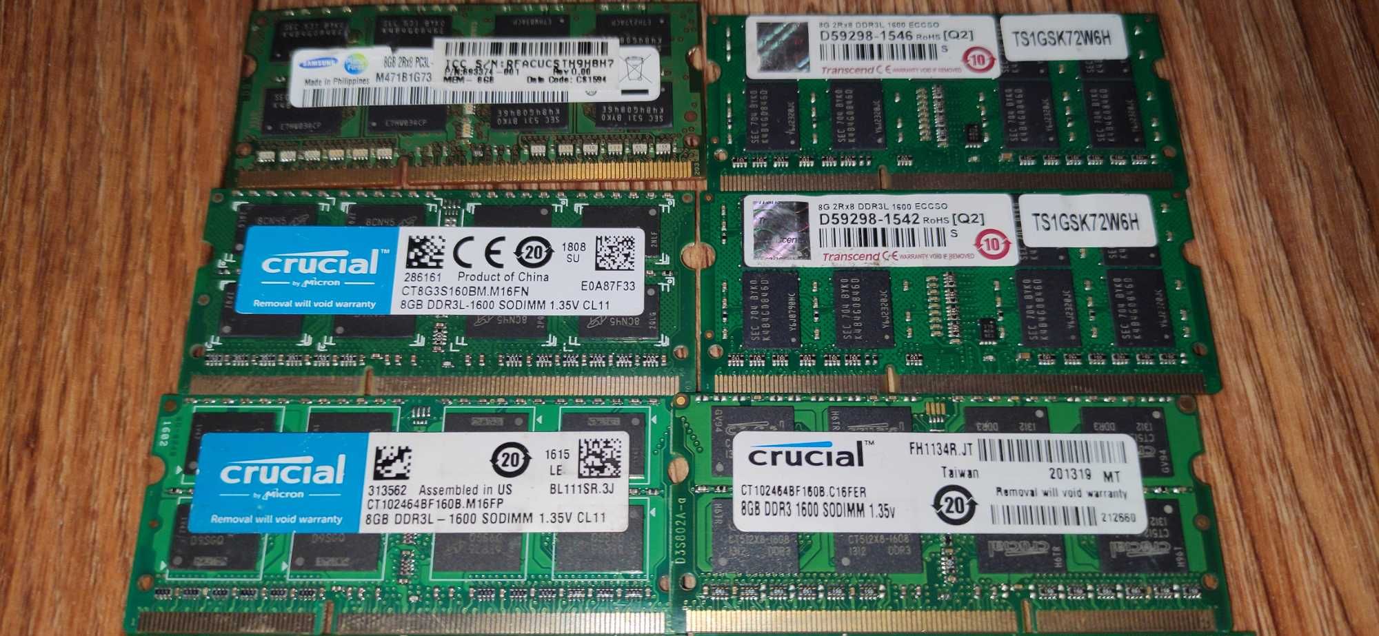 Оперативная память Mix ddr3l 8gb 1600mhz