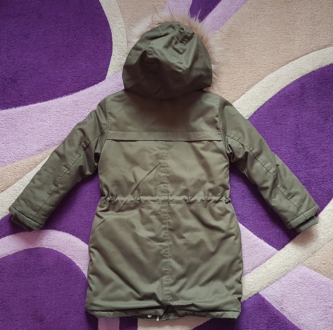 Zimowa kurtka Reserved parka khaki z kożuszkiem rozmiar 128