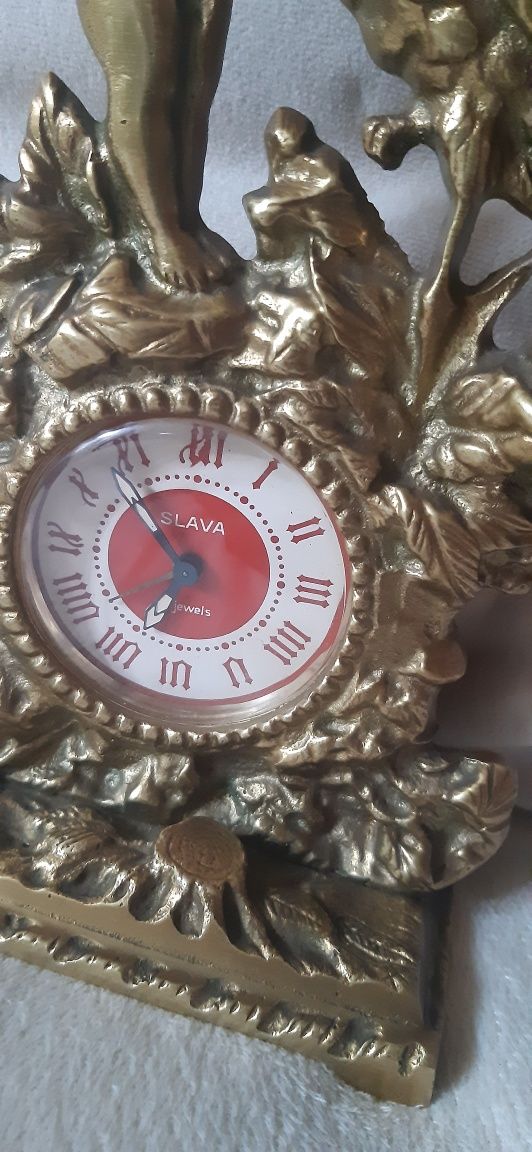 Zegar mosiężny SLAVA PRL  nakręcany