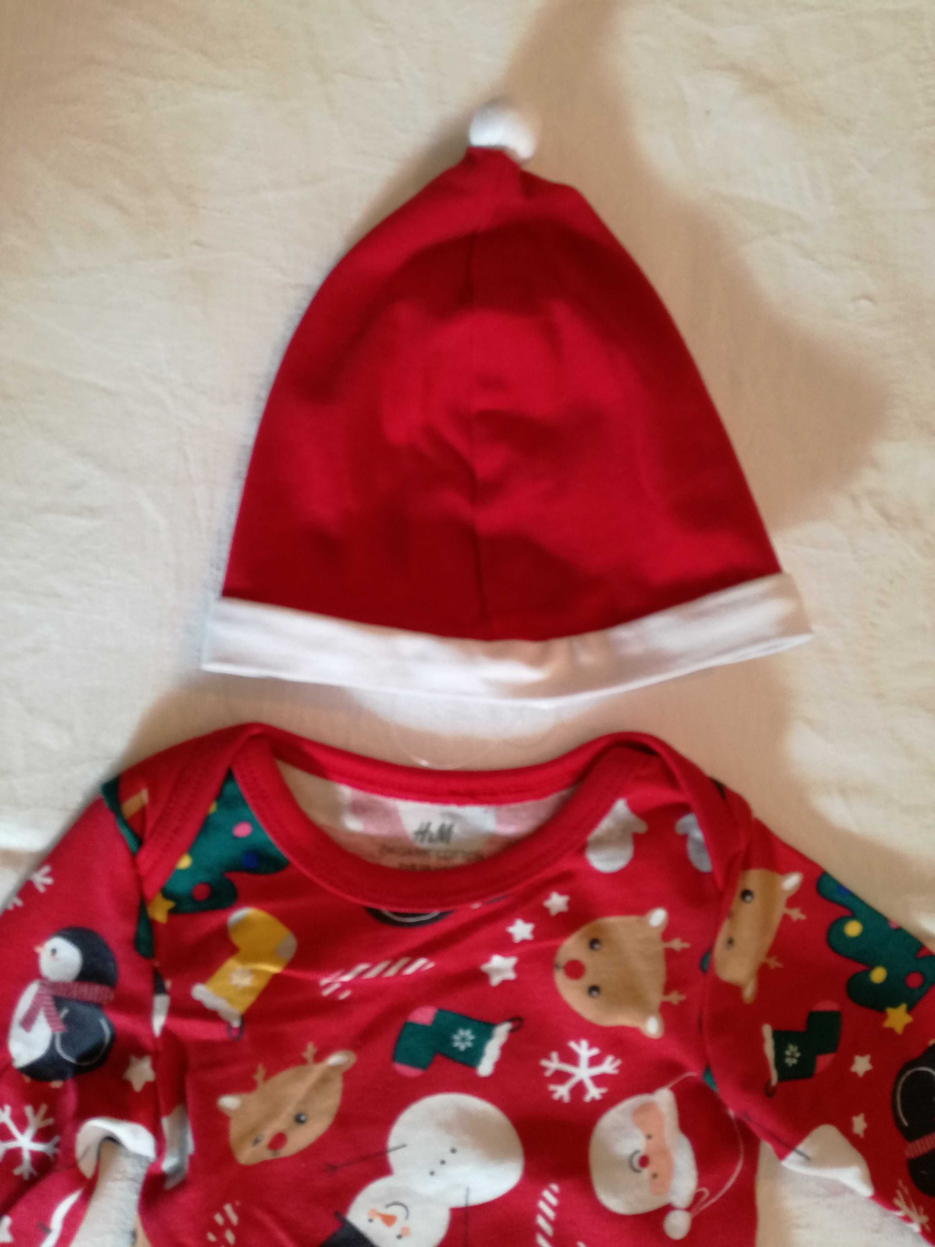 Conjunto babygrow + calças + barrete Natal H & M