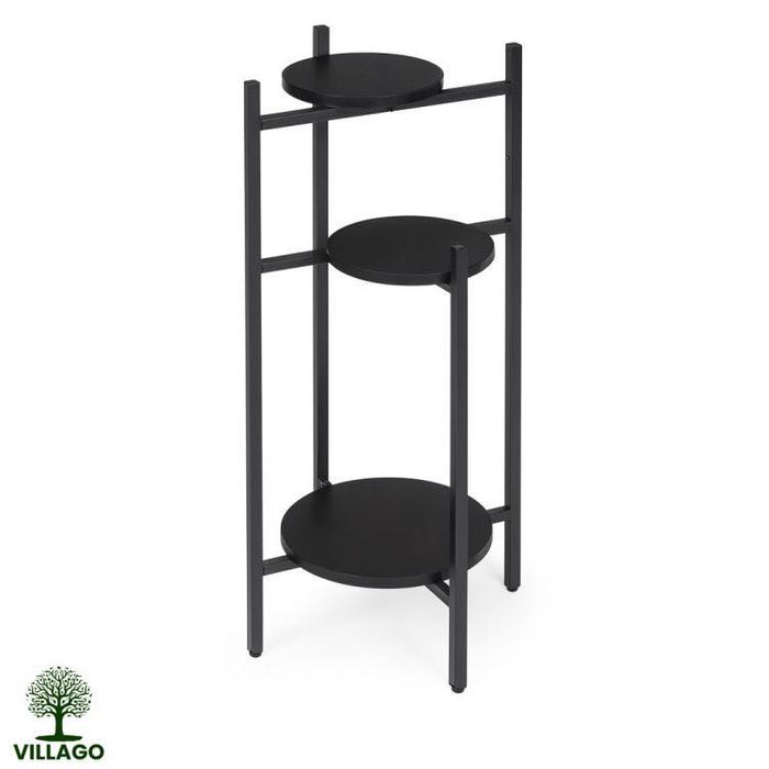 Kwietnik 2-poziomowy czarny – metalowy stojak na kwiaty Villago Home