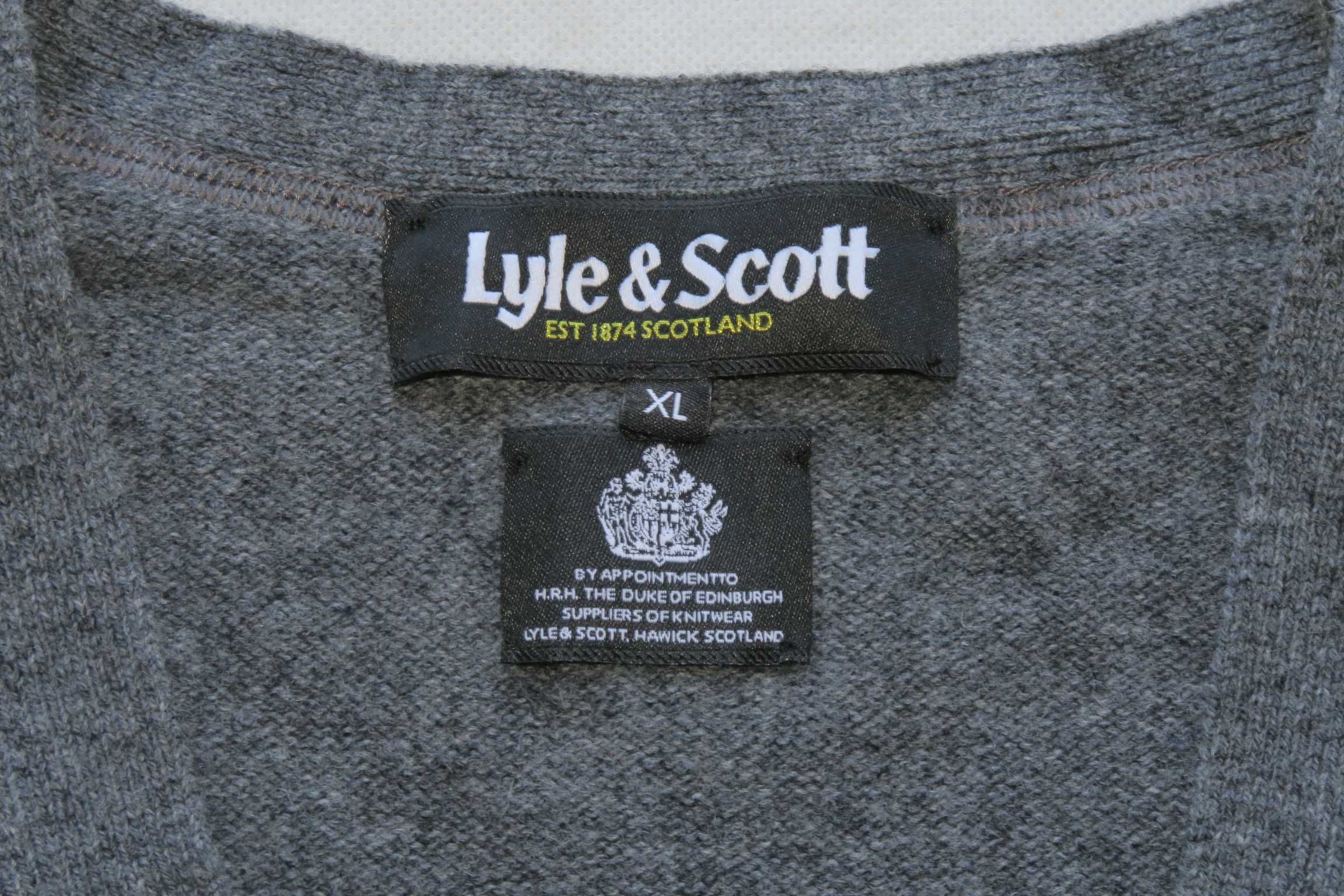 Lyle&Scott sweter wełnainy kardigan XL