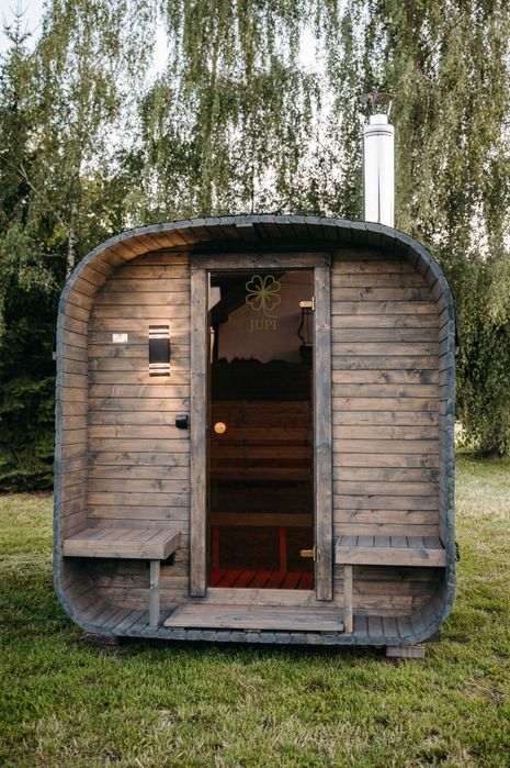 Sauna ogrodowa beczka QUADRO z piecem i oświetleniem