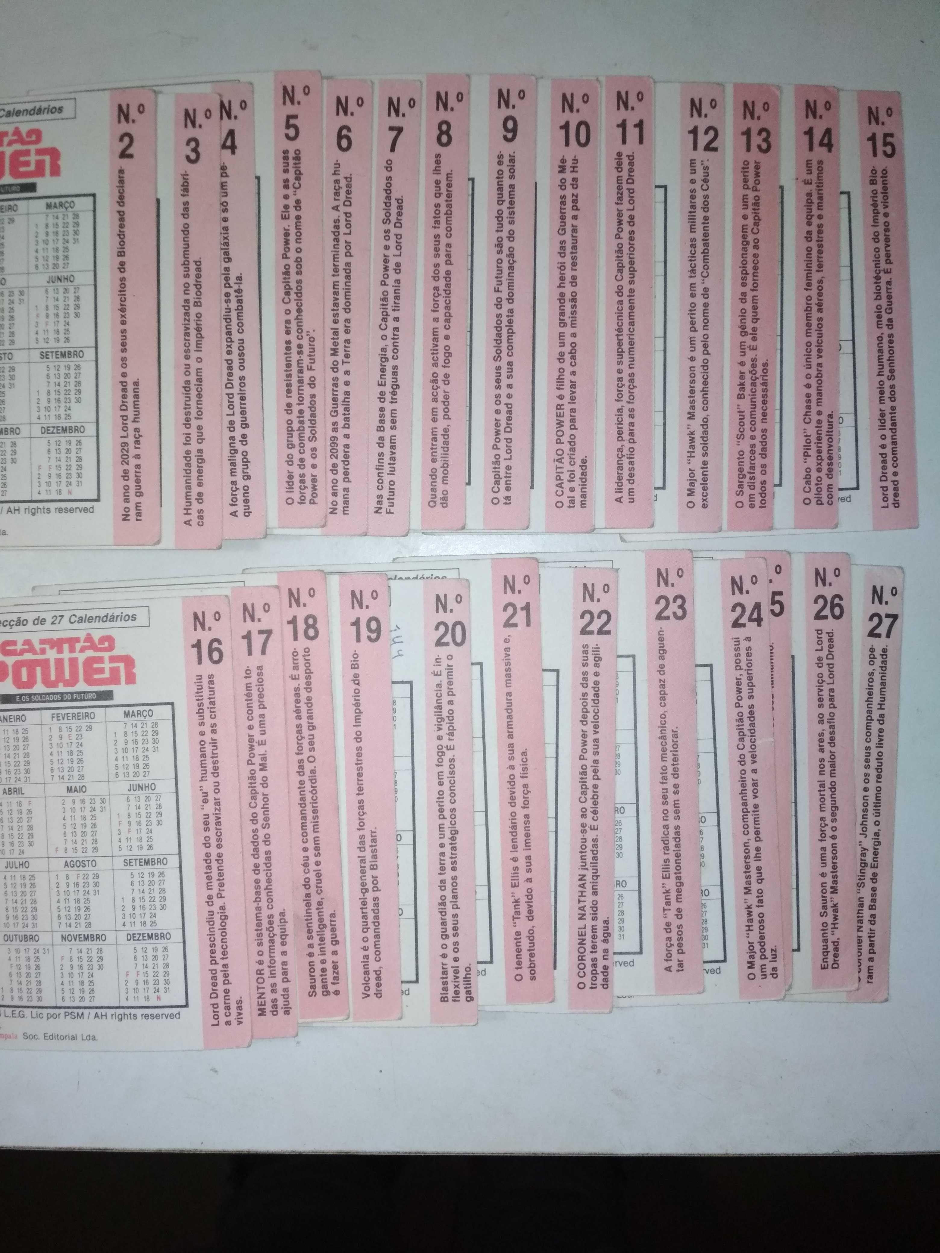 Coleção de 26 Calendários Capitão Power 1988