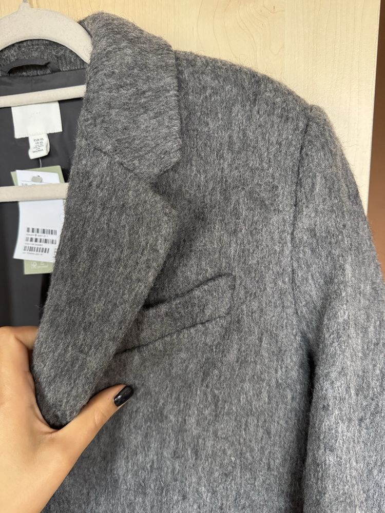 H&M oversize marynarka krój prosty z włosiem Xs