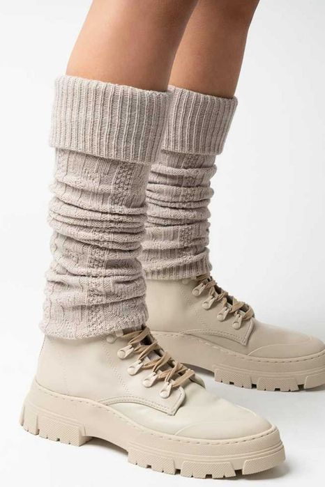 Гетри білі вище коліна в'язані теплі