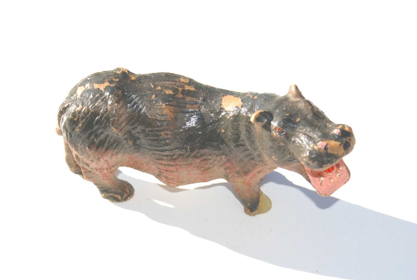 Stara figurka hipopotam rękodzieło antyk zabytek