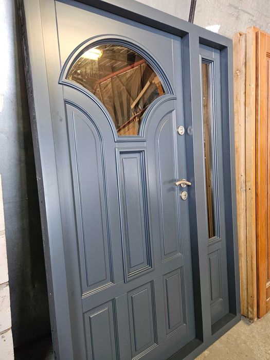 DRZWI Zewnętrzne Drewniane Sosnowe z Doświetlem Wejściowe 139x209cm