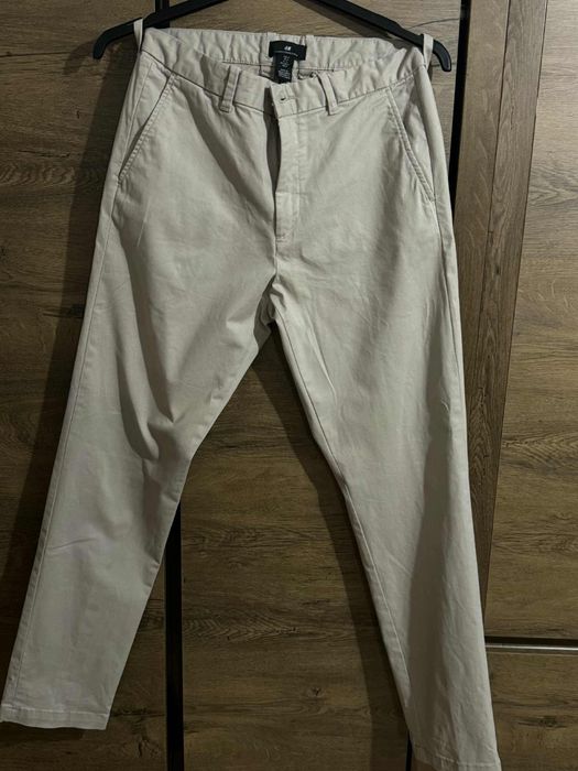 Spodnie męskie chino H&M – beżowe, rozmiar 31, slim fit, kremowe