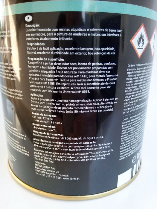 Tinta esmalte cinzento pérola da DYRUP, 0,75 lts