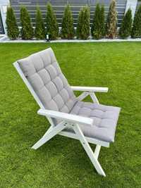 Krzesła ogrodowe białe drewniane + poduszki