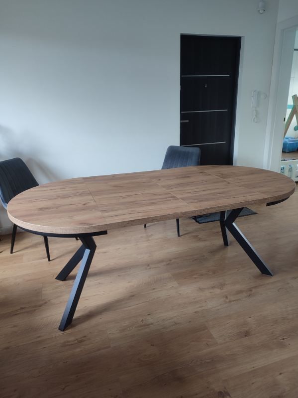 Stół okrągły dąb kraft rozkładany Loft 100/180 Nóżka Metalowa stabilna