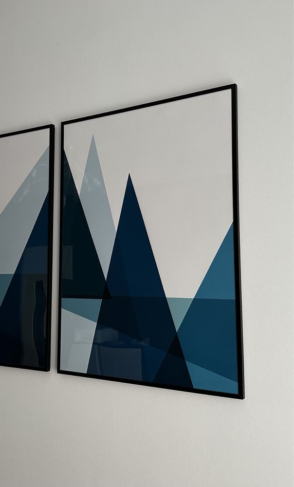 Niebieski plakat geometryczny w ramie 50x70 cm