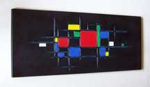 Obraz ręcznie grawerowany\malowany a'la Mondrian Abstrakcja