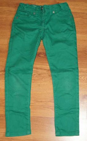 Spodnie jeans zielone elastyczne rurki  128-134