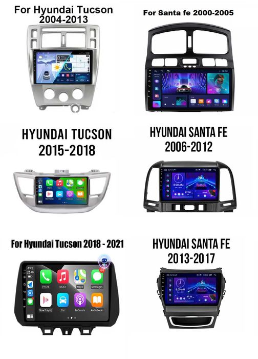 Штатна магнітола Hyundai Tucson  та Santa Fe усі покоління  Android 14