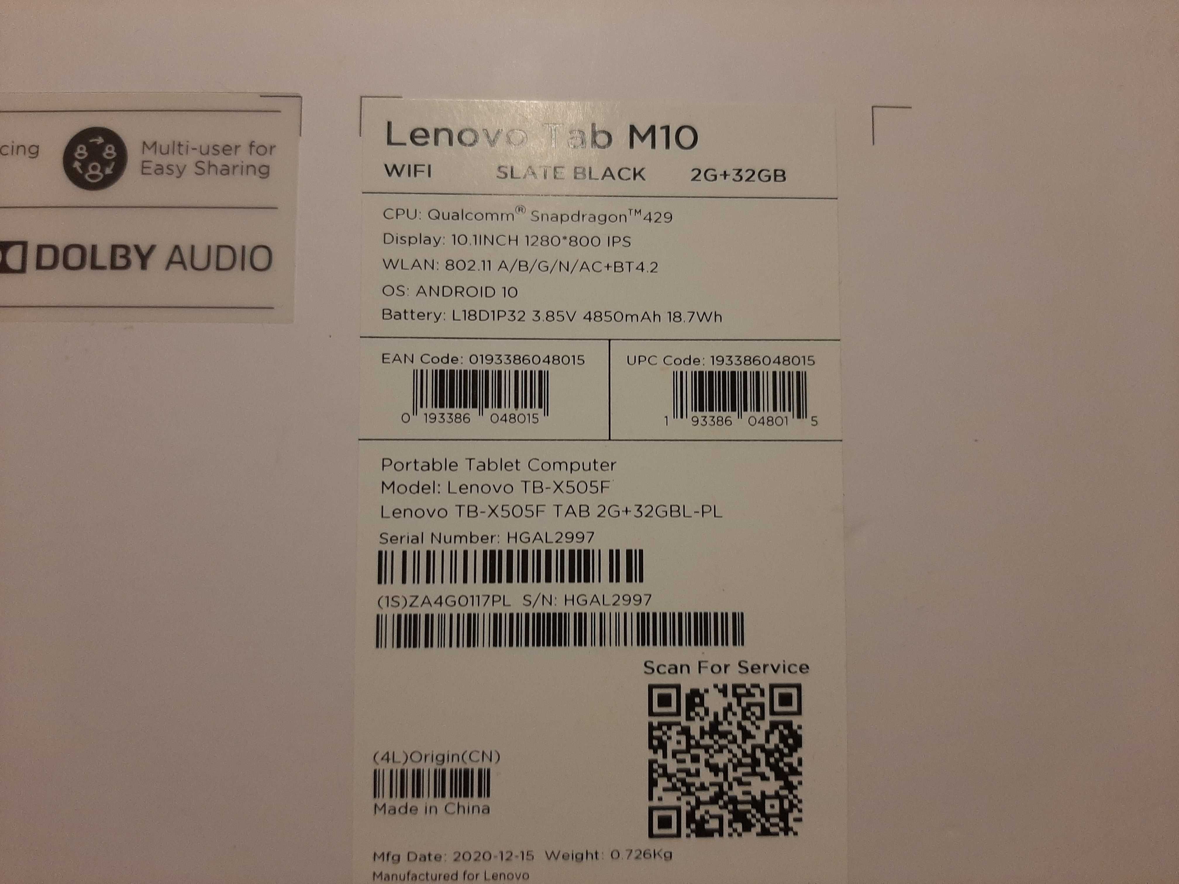 Lenovo tab M10 2 + 32 GB