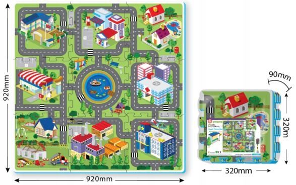 Piankowa Mata Podłogowa UlicePlan Miasta 9 Puzzli Pianka Eva Zdn.3007