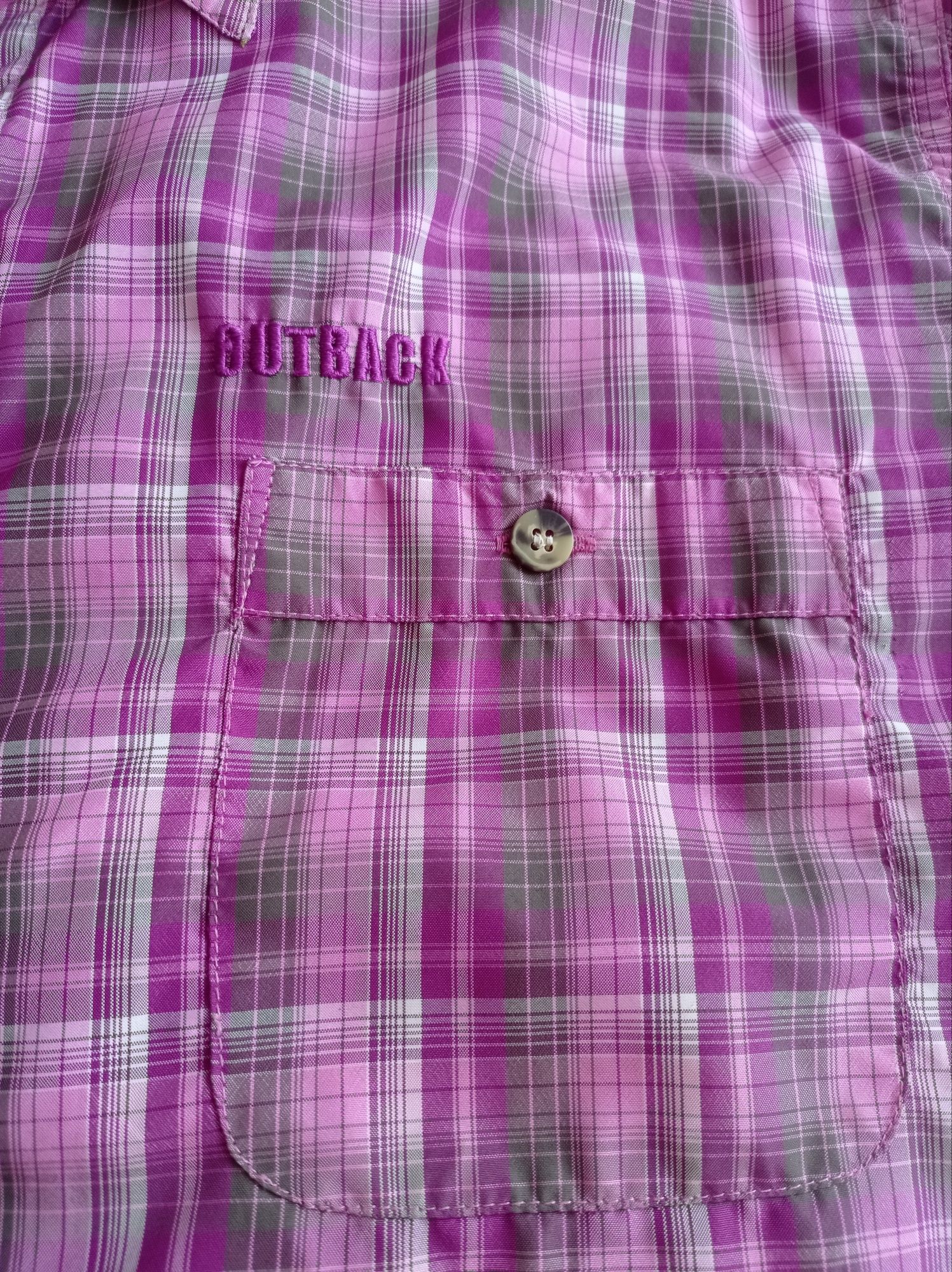 Koszula w kratę z krótkim rękawem kieszeń z przodu zapinana na guziki
