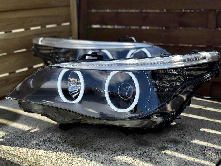 BMW E60 E61 Lampy BiLED Shdowline Cotton ringi LED LCI LIFT Reflektory